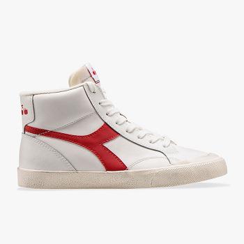 Scarpe Diadora Melody Mid Leather Dirty - Sneakers Uomo Bianche / Rosse, Italia IT 346A